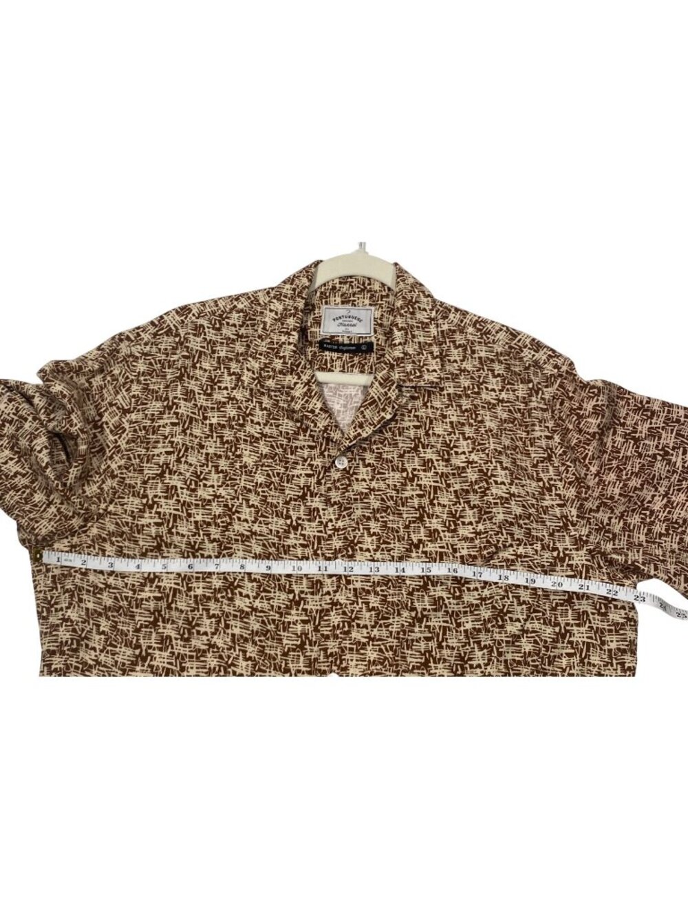 Portuguese Flannel Dodle Brown Geometric Print Short-Sleeve Button-Up Camp shirt - Picture 7 of 8